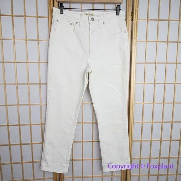 NEW Madewell The Petite High-Rise Slim‎ Boyjean in Tile White, 28P - Image 3