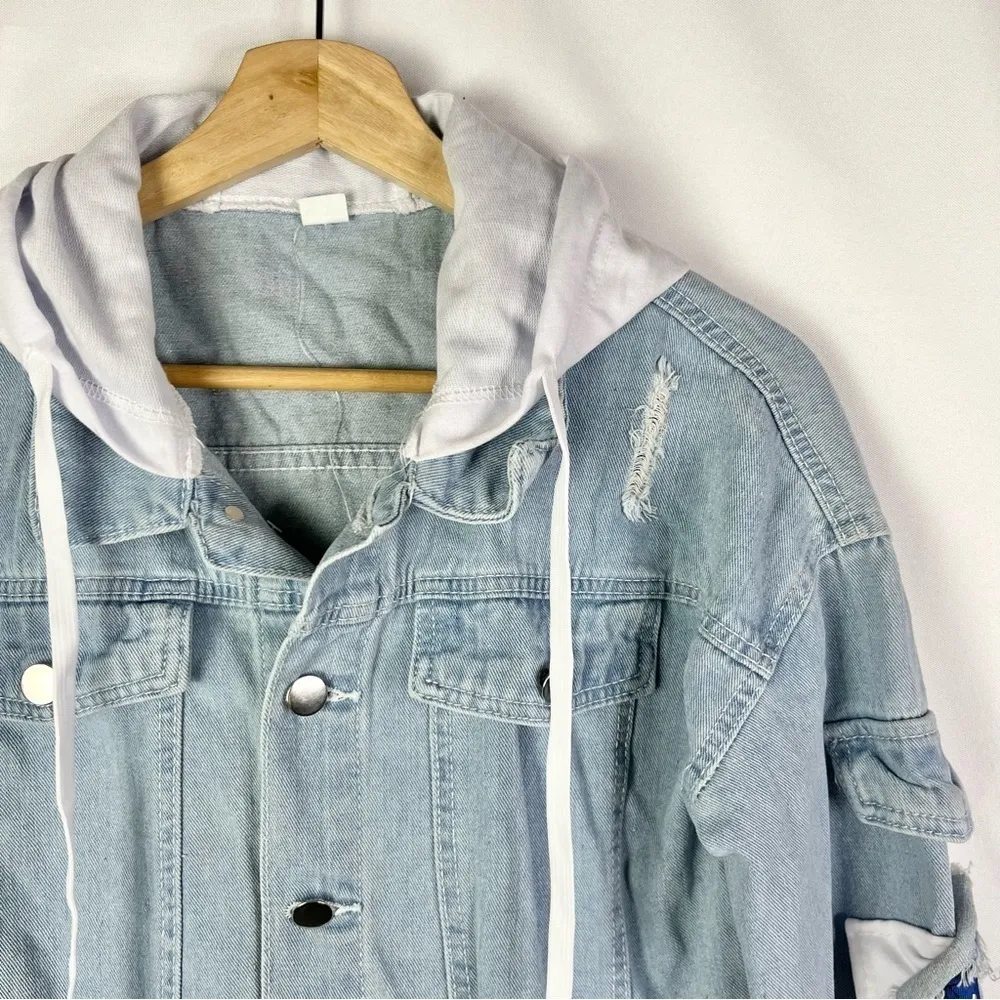 Boutique Light Blue Distressed Denim Spiderman Graphic S - Image 3