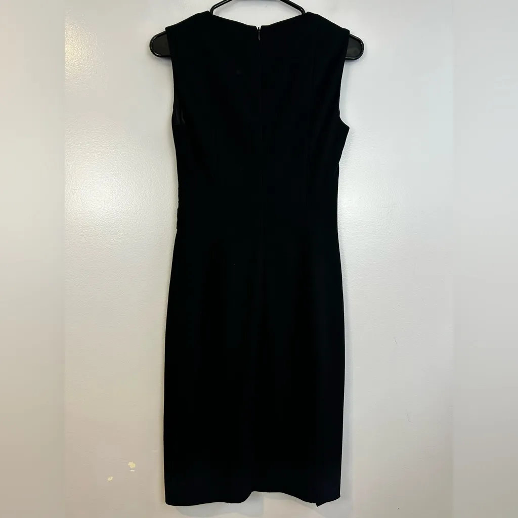 Akris Punto Black Sleeveless Split Neck Sheath Midi Dress Size 4 - Image 10