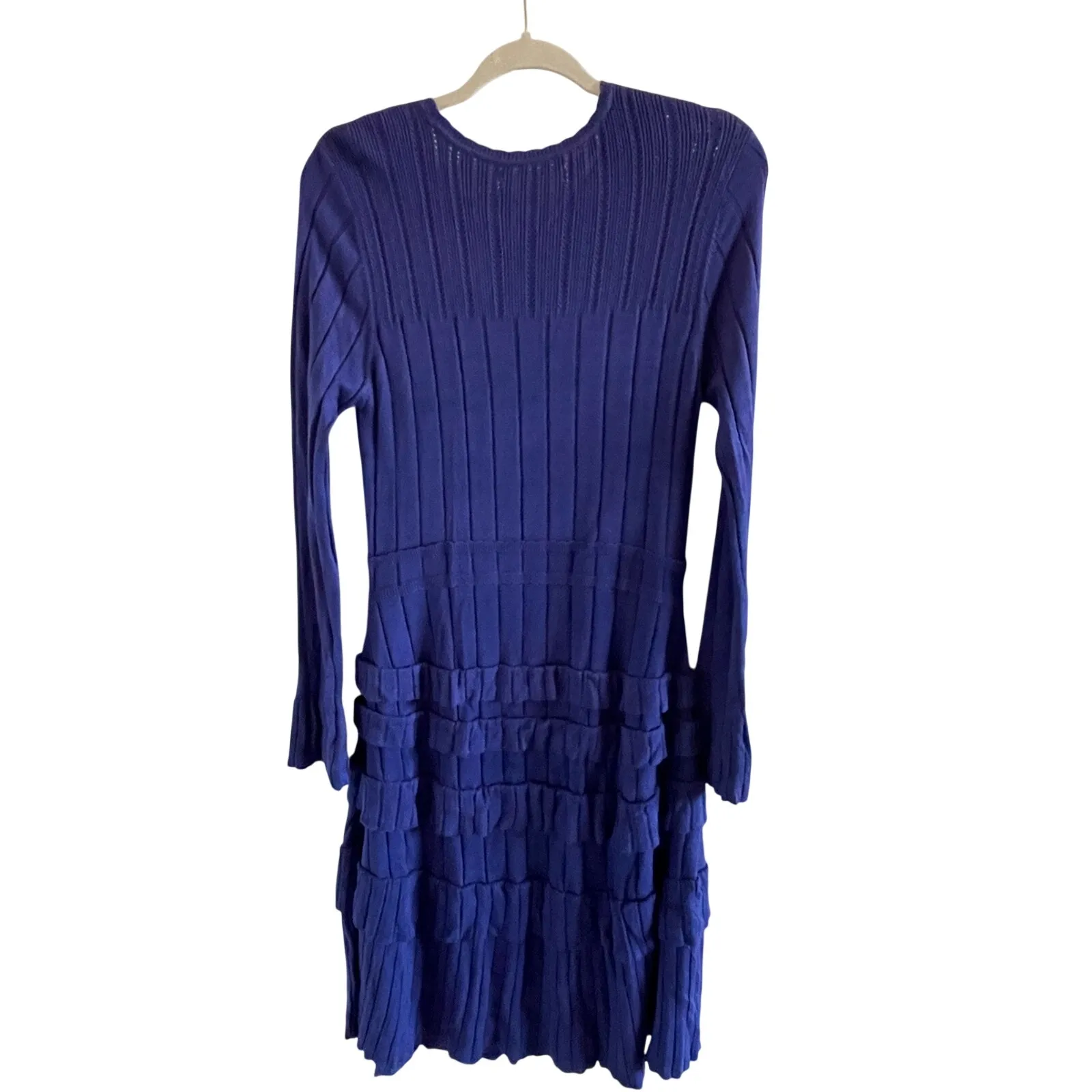 Rachel Parcell Rib Midi Sweater Dress with Pointelle Ruffles Purple Large - Image 6