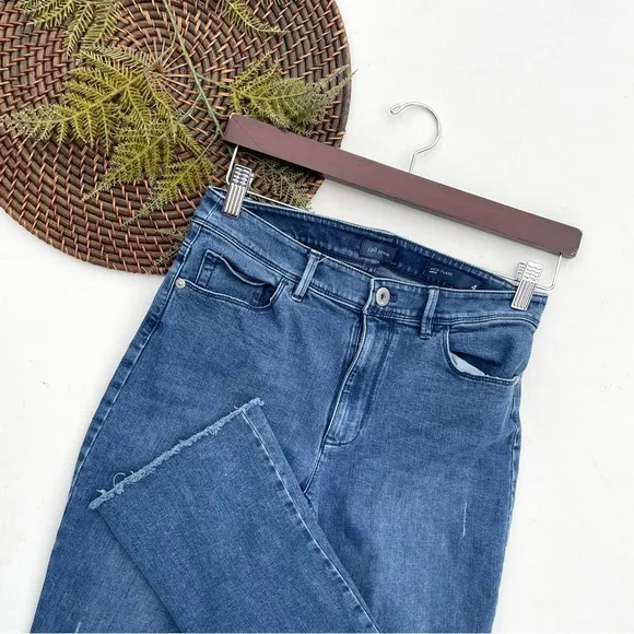 J Jill Womens Jeans Blue Denim Kick Flare Ankle Minor Distressing Stretch 4 - Image 2