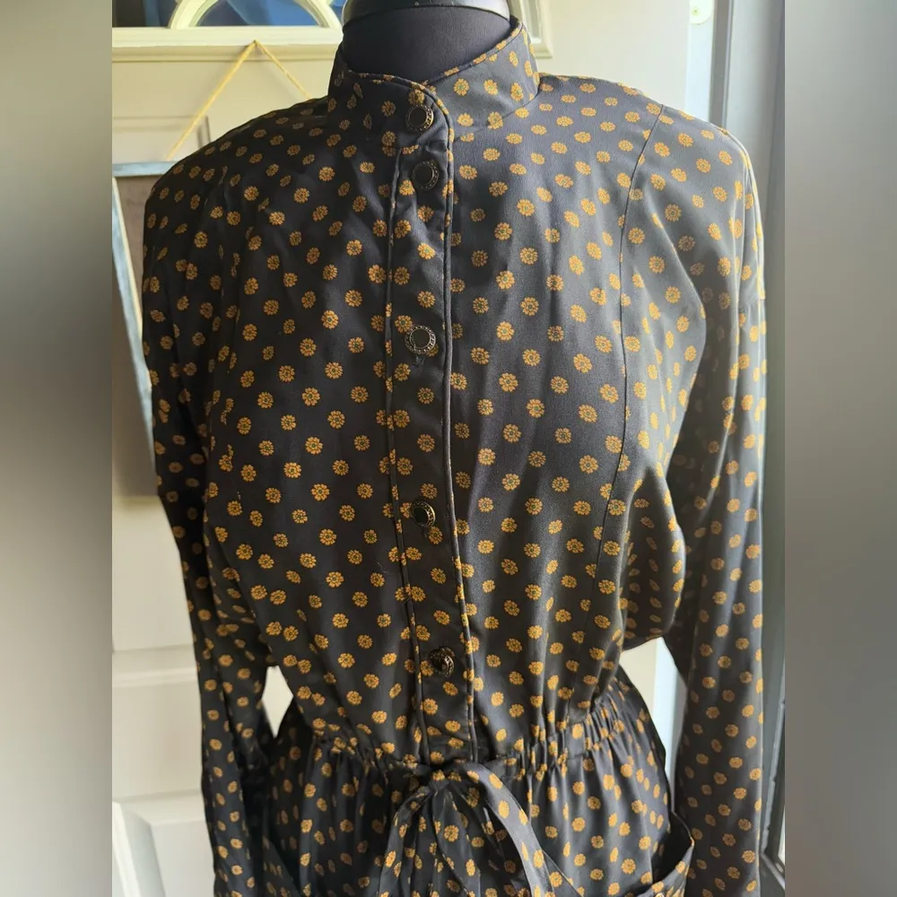 Vintage 80/90s Leslie Fay Collections tie waist printed shirt dress, size 10 - Image 8