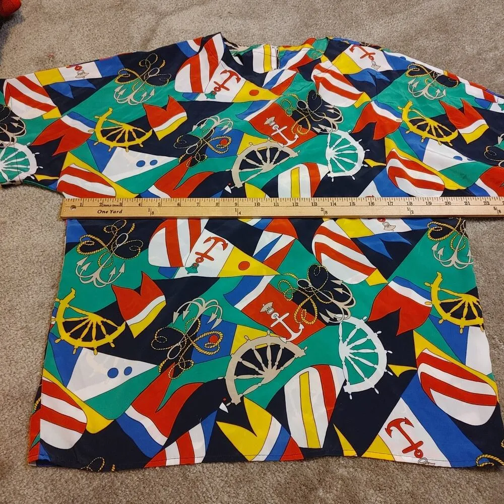 First Impressions Size Medium M Polyester Vintage Retro Vibrant Top Anchor Green - Image 8