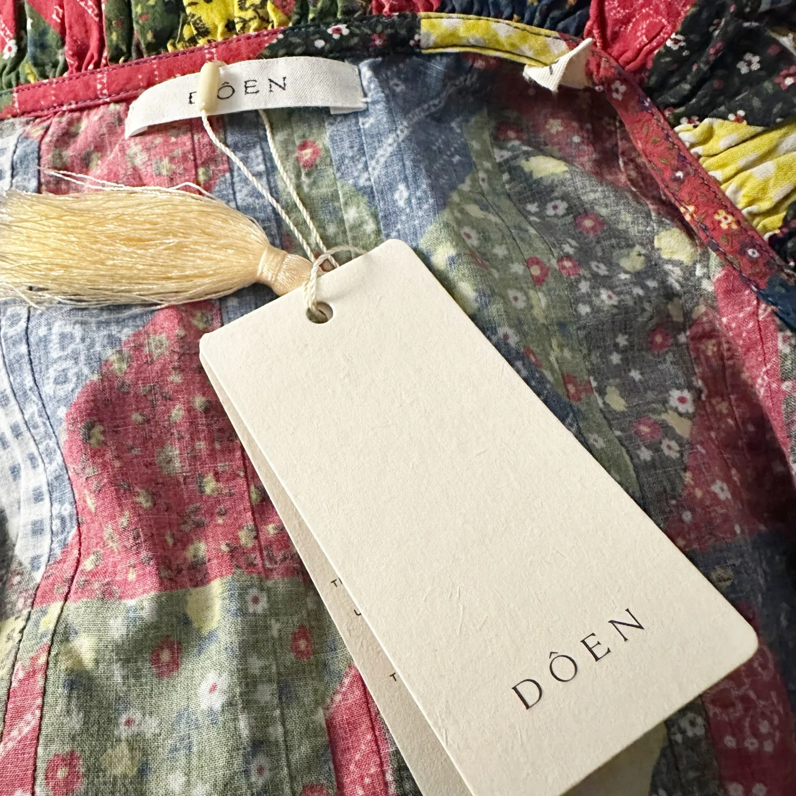 Doen Nicoletta Patchwork Print Organic Cotton Midi Dress Size XS - Image 5