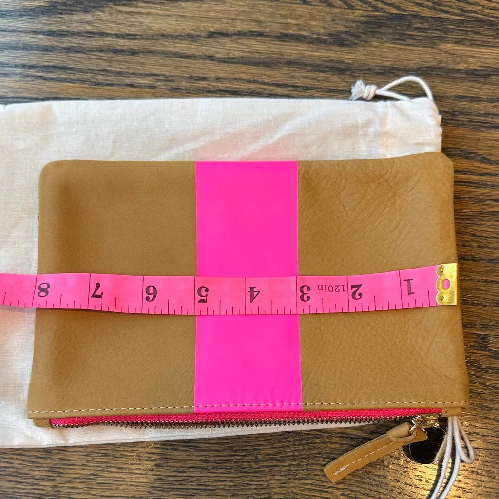 Clare V clutch Tan neon Pink Leather nwot - Image 7