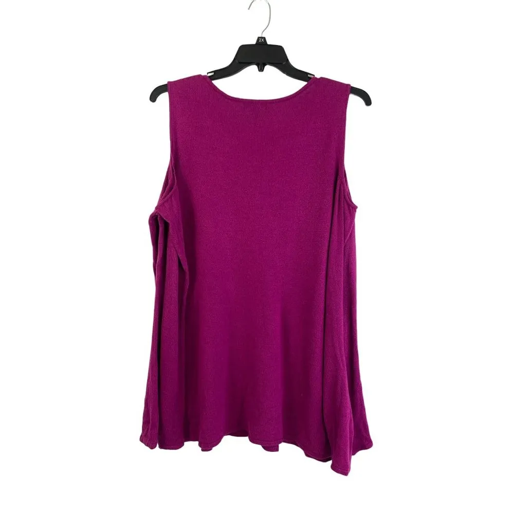 Roz & Ali Women's Berry Cold Shoulder Top - Image 2
