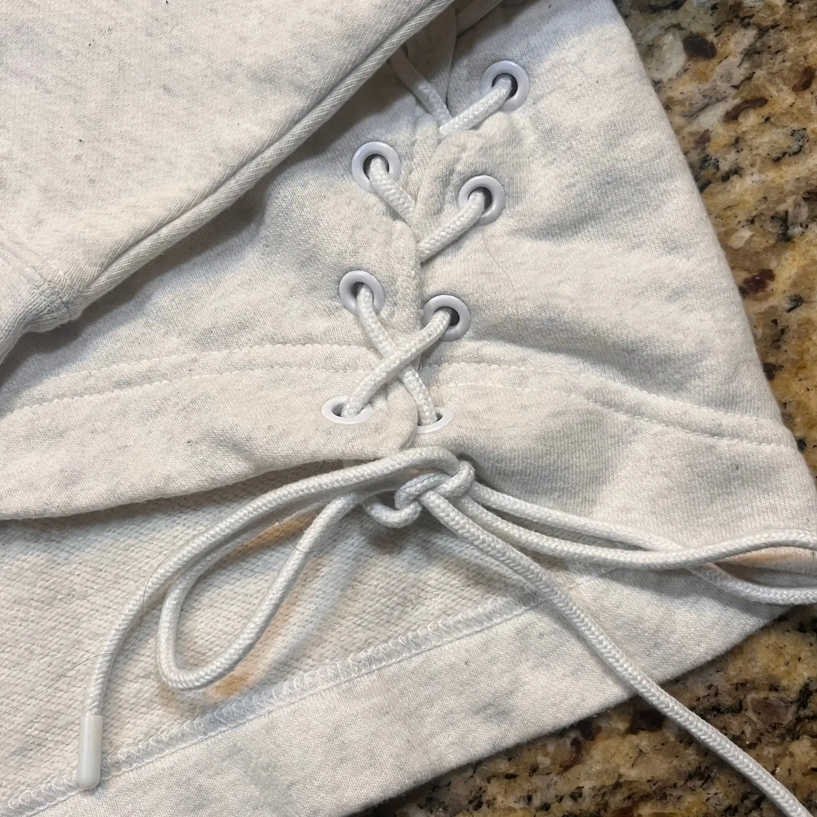 Nike Women Medium Gray Cropped Lace Side Crewneck Sweatshirt Sporty Chic Vibes - Image 4