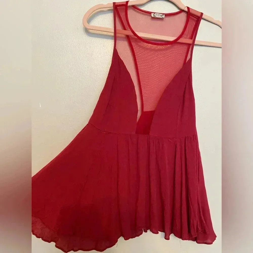 Free People by Intimately Blouse Romantic Mesh Cami Christmas Holiday Festive - Image 4