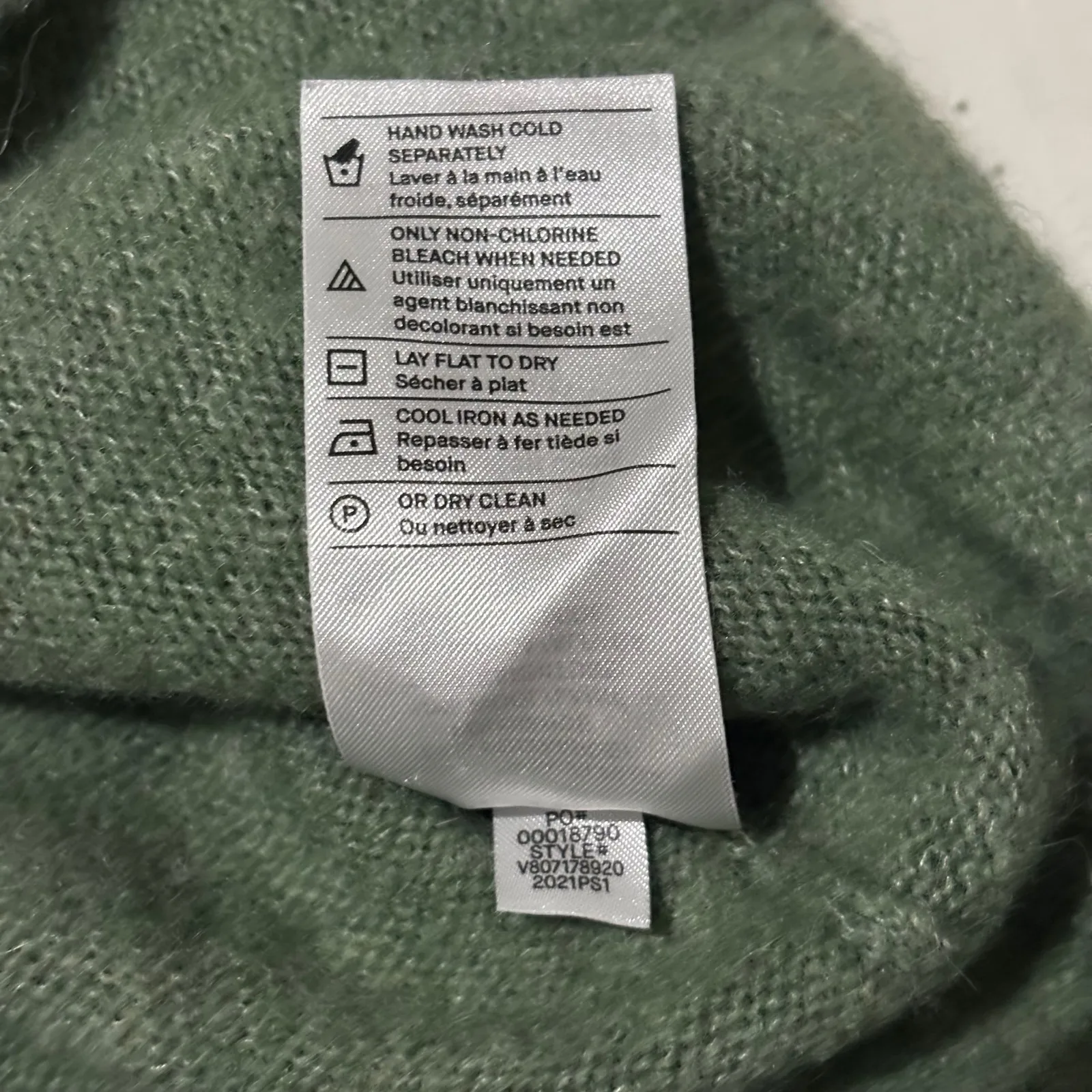 VINCE Alpaca Wool Blend Collared V Neck Long Sleeve Sweater XXS Sage Jade Green - Image 5