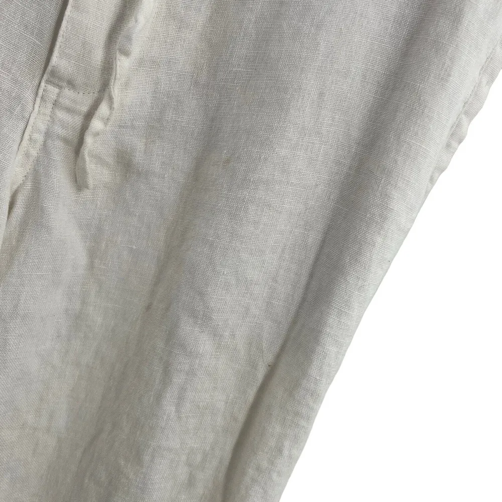 Onia Womens Pant White Linen Casual Beach Relaxed Travel Vacation New Large - Image 4