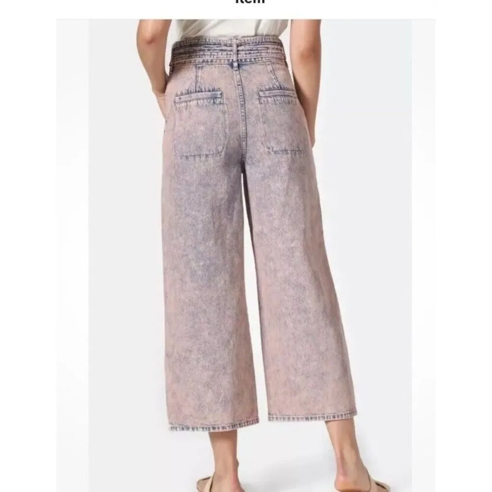 Joie Casen Size 27 Denim Wide Leg Crop Tie Waist Pink Pants Jeans preppy NWOT - Image 14