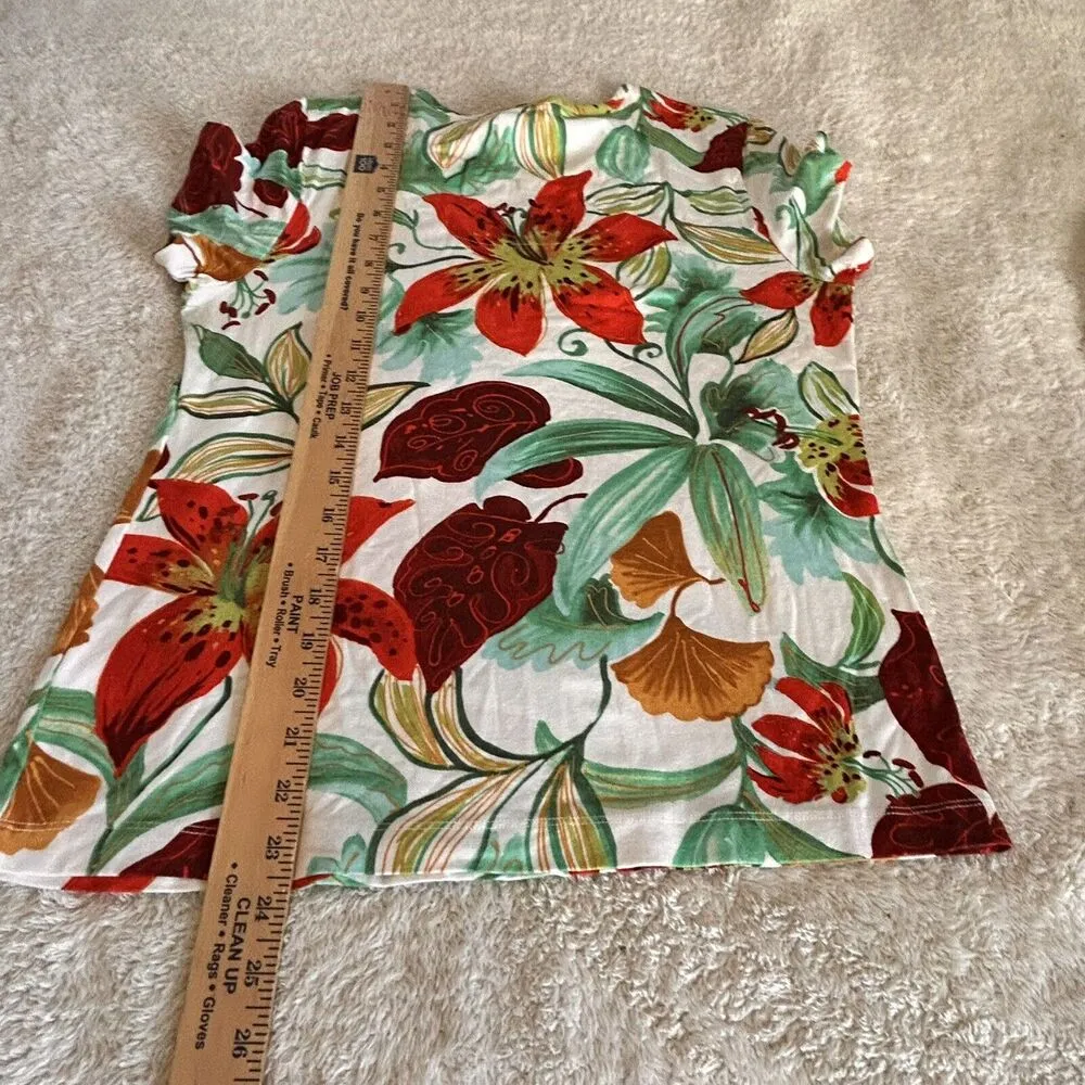 Chicos 1 Medium Top T-Shirt Vibrant Colorful Big Floral Print All Over - Image 8