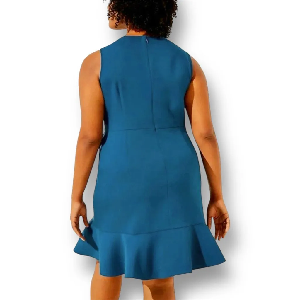 LOFT Plus 18 Teal Blue Sleeveless Ruffle Hem Career Office Midi Party Dress NWT - Image 3