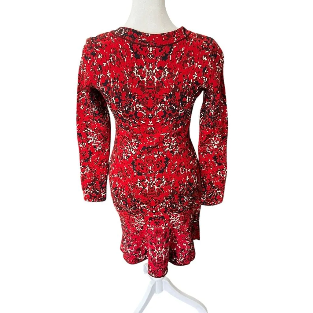 Missoni Red Black Abstract Knit Dress Long Sleeve Size 40 - Image 5