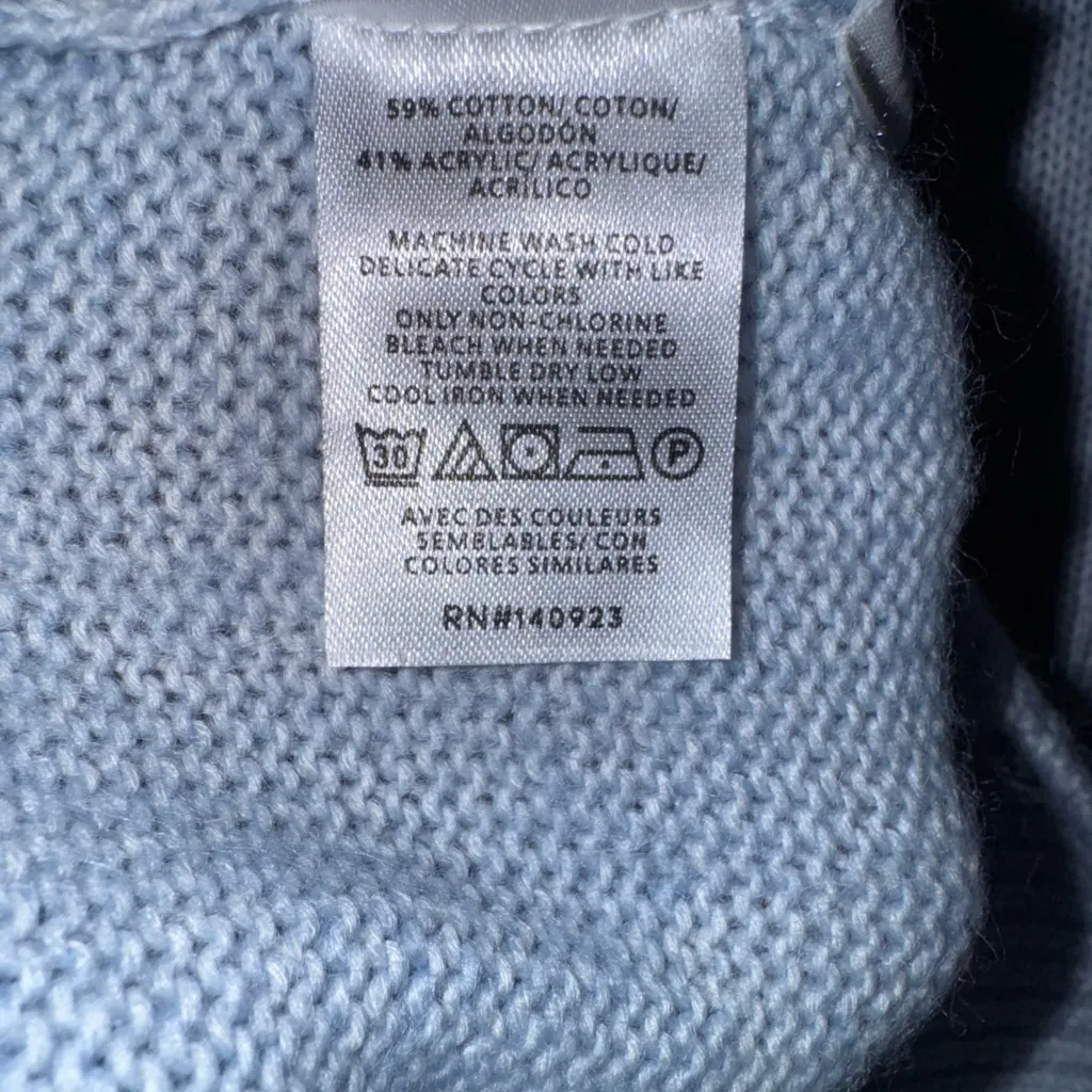 Loft‎ XS Light Blue Cotton Blend Turtle Neck Sweater - Image 4