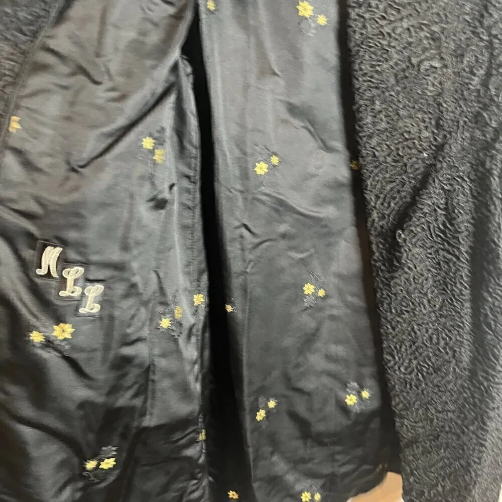 Vintage 1950's fur collar black textured overcoat - Image 4