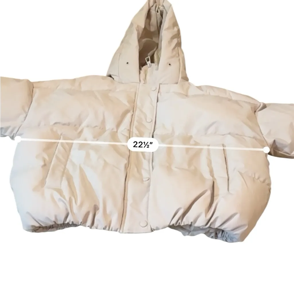 Sebby‎ Hooded Puffer Coat Women’s Size XS Beige Cream Oversized Winter Jacket - Image 8