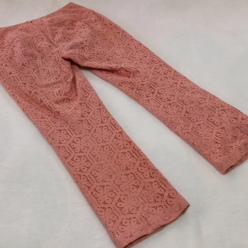Anthropologie Corey Lynn Calter Salmon Pink Floral Eyelet Lace Youghal Crops - Image 13