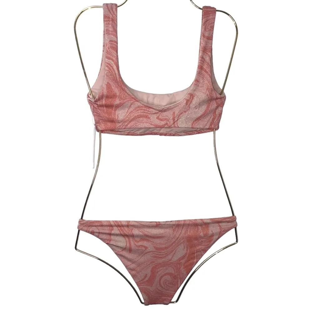 L*Space Bikini Swimsuit Lizzie Top Camacho Bottom Metallic Tie Die Swirl XS NWT - Image 5