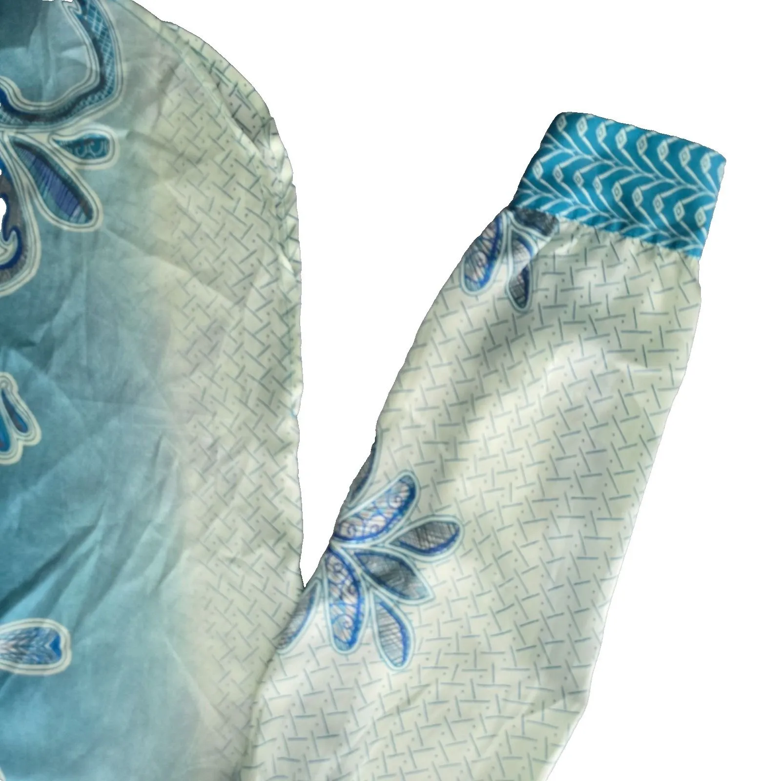 Floral Blue Whimsy Tunic Feminine Botanical Silky Cottage Garden Blouse Top 8 - Image 5