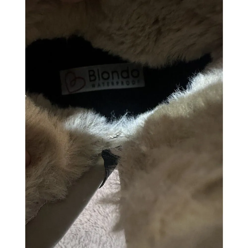 Blondo  Boots Women’s 8M Beige Waterproof Suede Sneaker Faux Fur Lined #B3496295 - Image 9