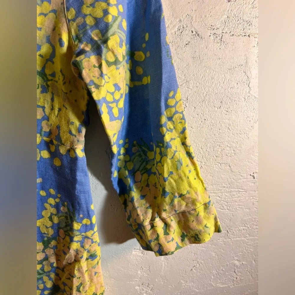Boden Blue and Yellow Floral Dress linen floral mini summer business casual Size 2 - Image 9