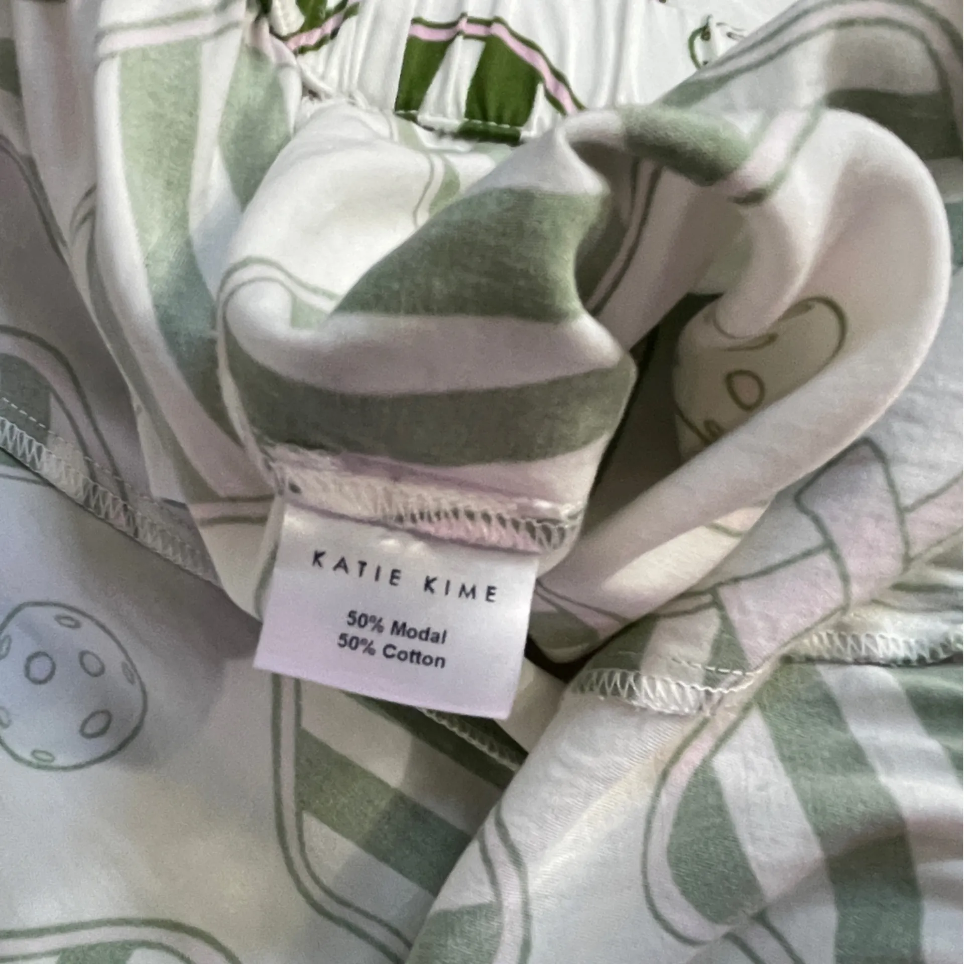 Katie Kime Pickleball Green & Pink Pajama Shorts - Image 9