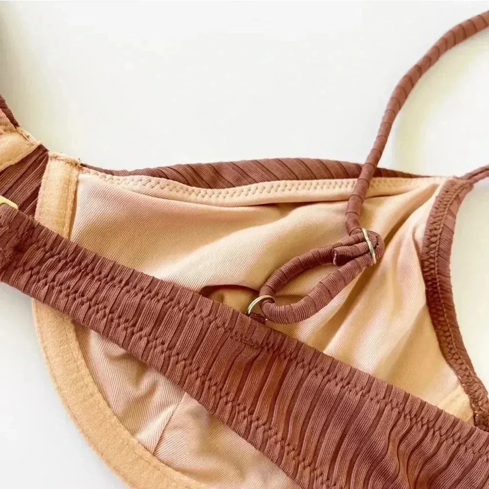 J Crew Wide rib french bikini top in Appalachian Brown Bra Size 38C NWT - Image 7