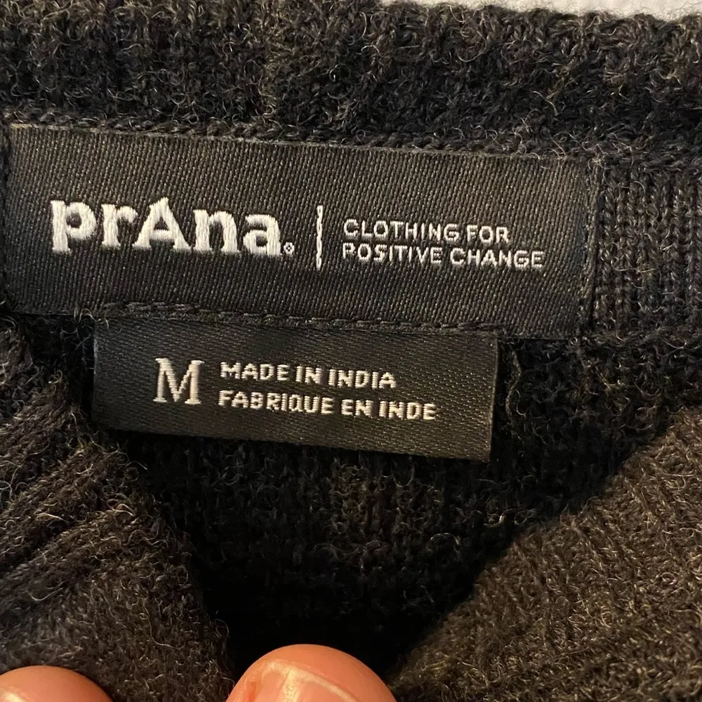 Prana Milani tunic medium. Waffle knit, hooded sweater. Dark charcoal gray. - Image 3