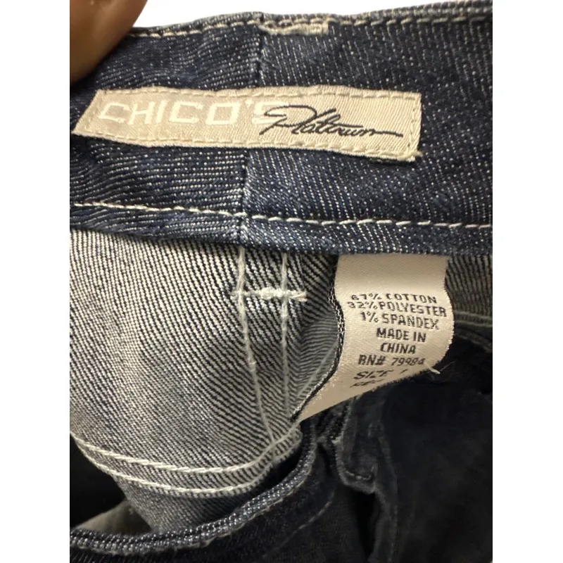 Chico's Size M (1) Embellished‎ Dark Denim Pocket Jeans - Image 6