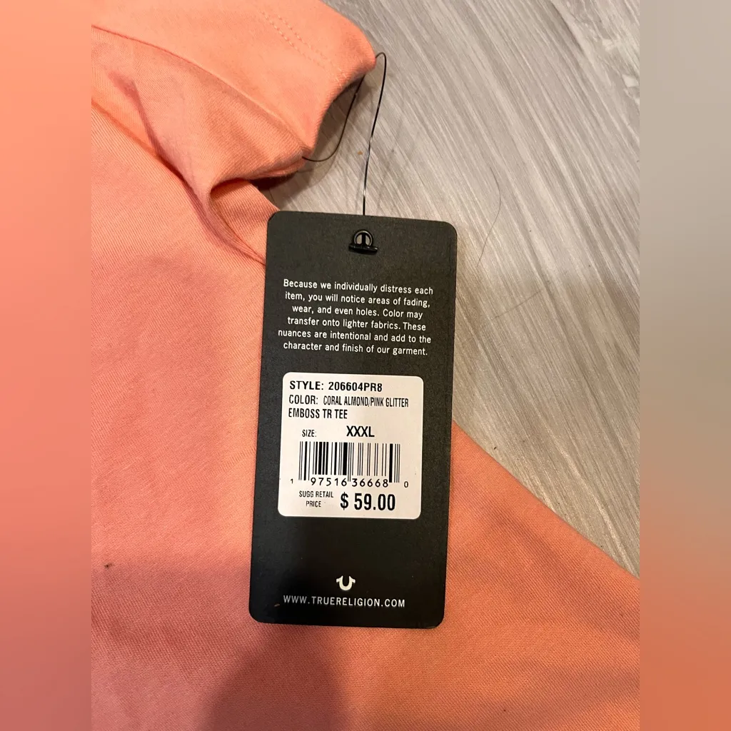 True Religion NWT Women's Peach‎ V-Neck Top - Image 7