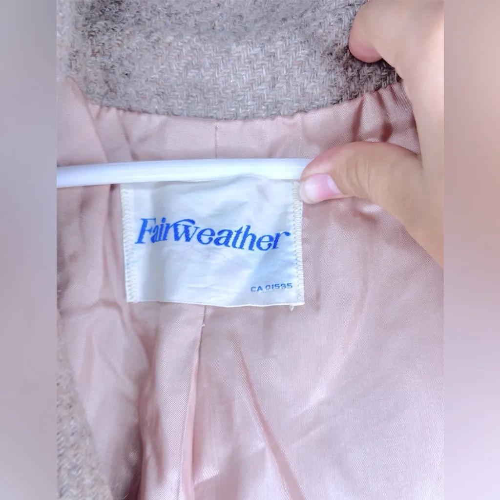 FAIRWEATHER Women’s Wool Button Down Winter Trench Coat Tan Size M - Image 5