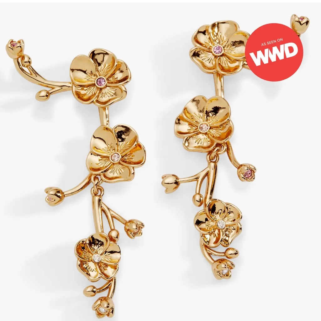 NWT Alex + Ani New York Botanical Garden 2-in-1 Pansy Statement Earrings - Image 2