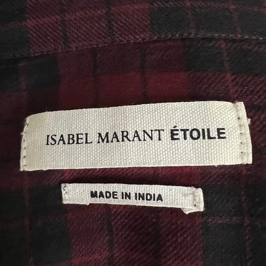 Isabel Marant Red and Black 100% cotton Checkered Button Down Shirt - Image 8