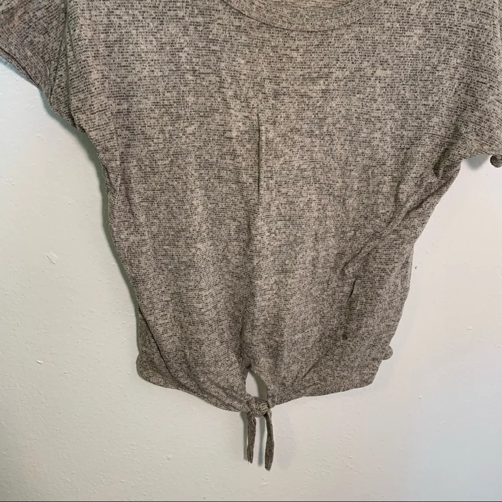 Caution to the Wind Tie Front T-Shirt Oatmeal Gray S - Image 5