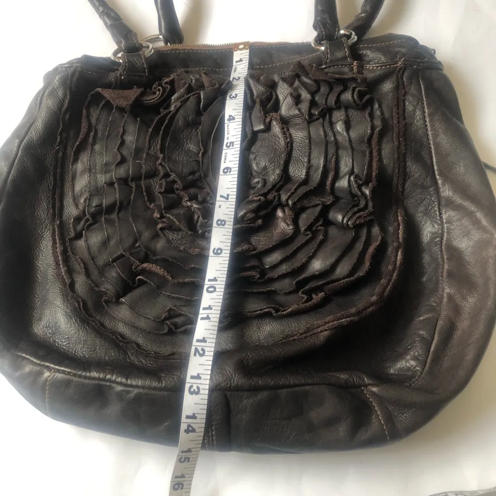 Byblos Dark Brown rose hobo leather purse - Image 6