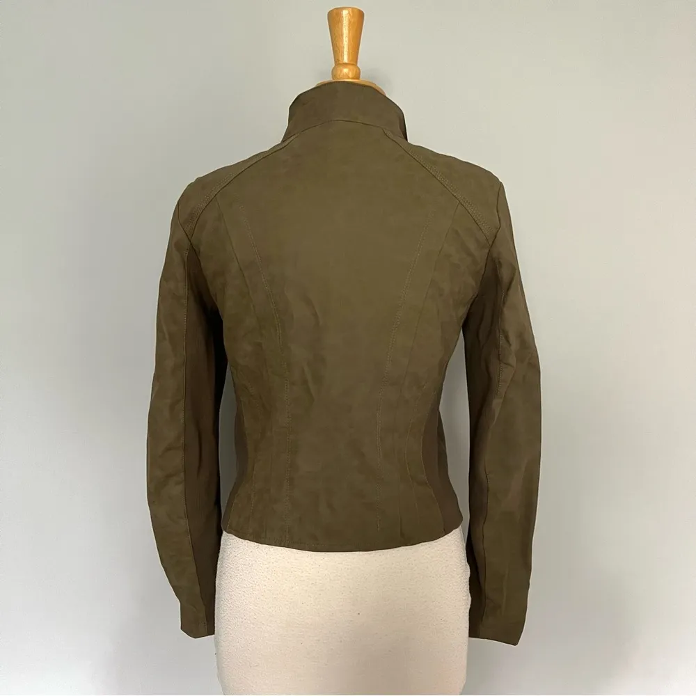 Marc New York by Andrew Marc Olive Army Green Moto Jacket Size M - Image 6