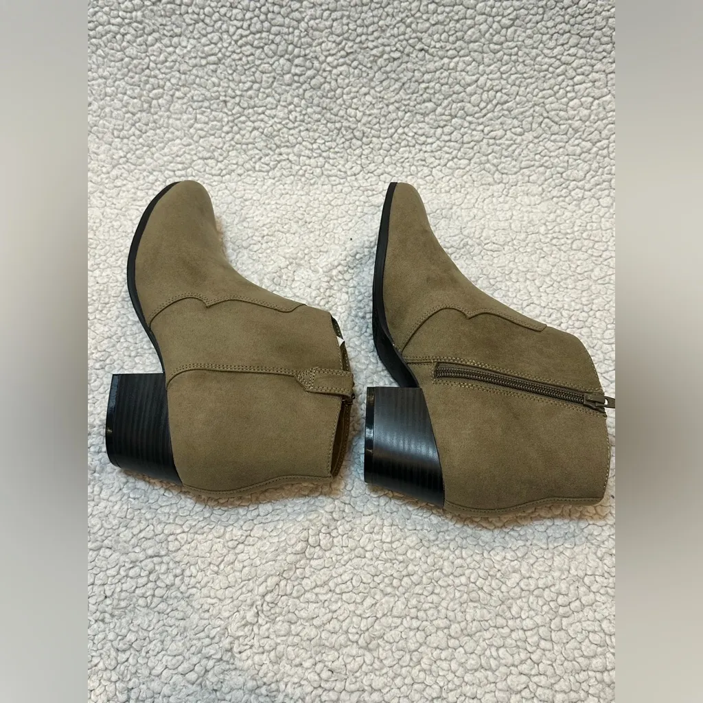 Old Navy Olive Faux-Suede Ankle Boots - Image 7