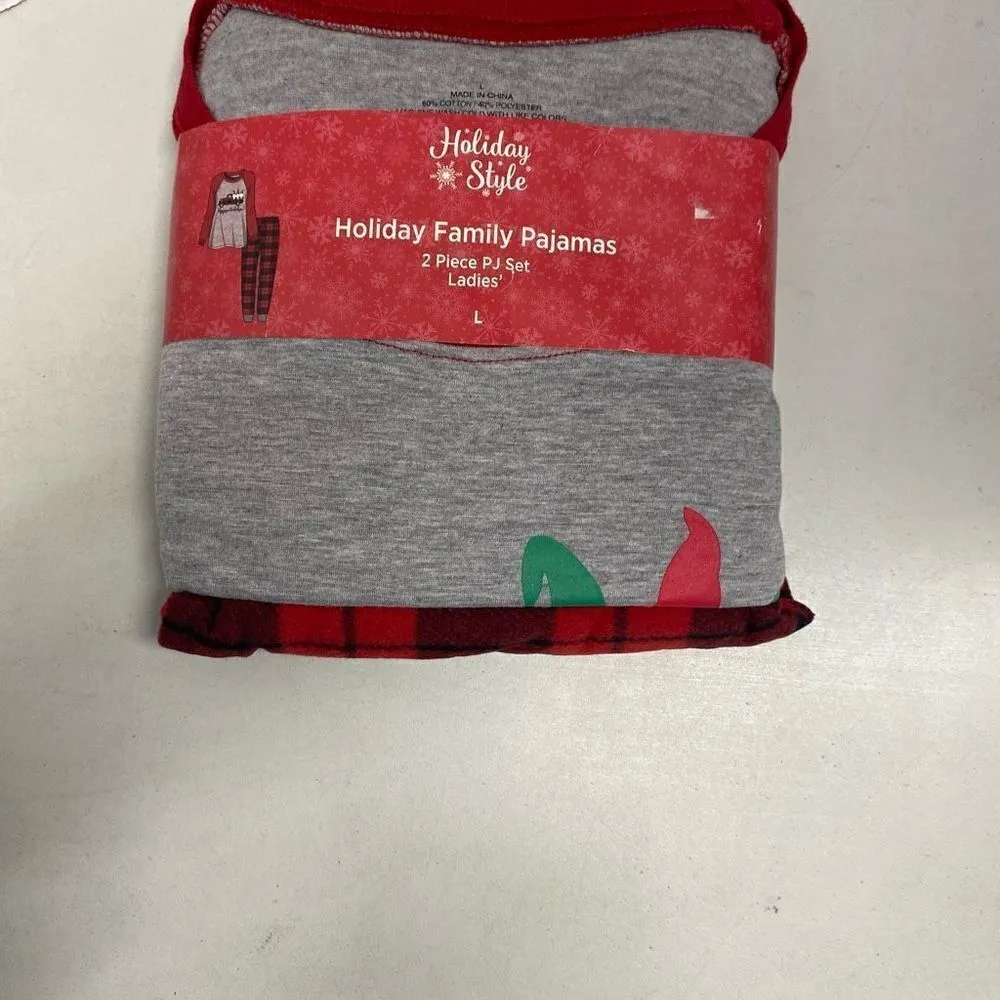 HOLIDAY‎ STYLE Women’s Plaid Christmas Pajamas Size Large Gray Red Green Red - Image 5