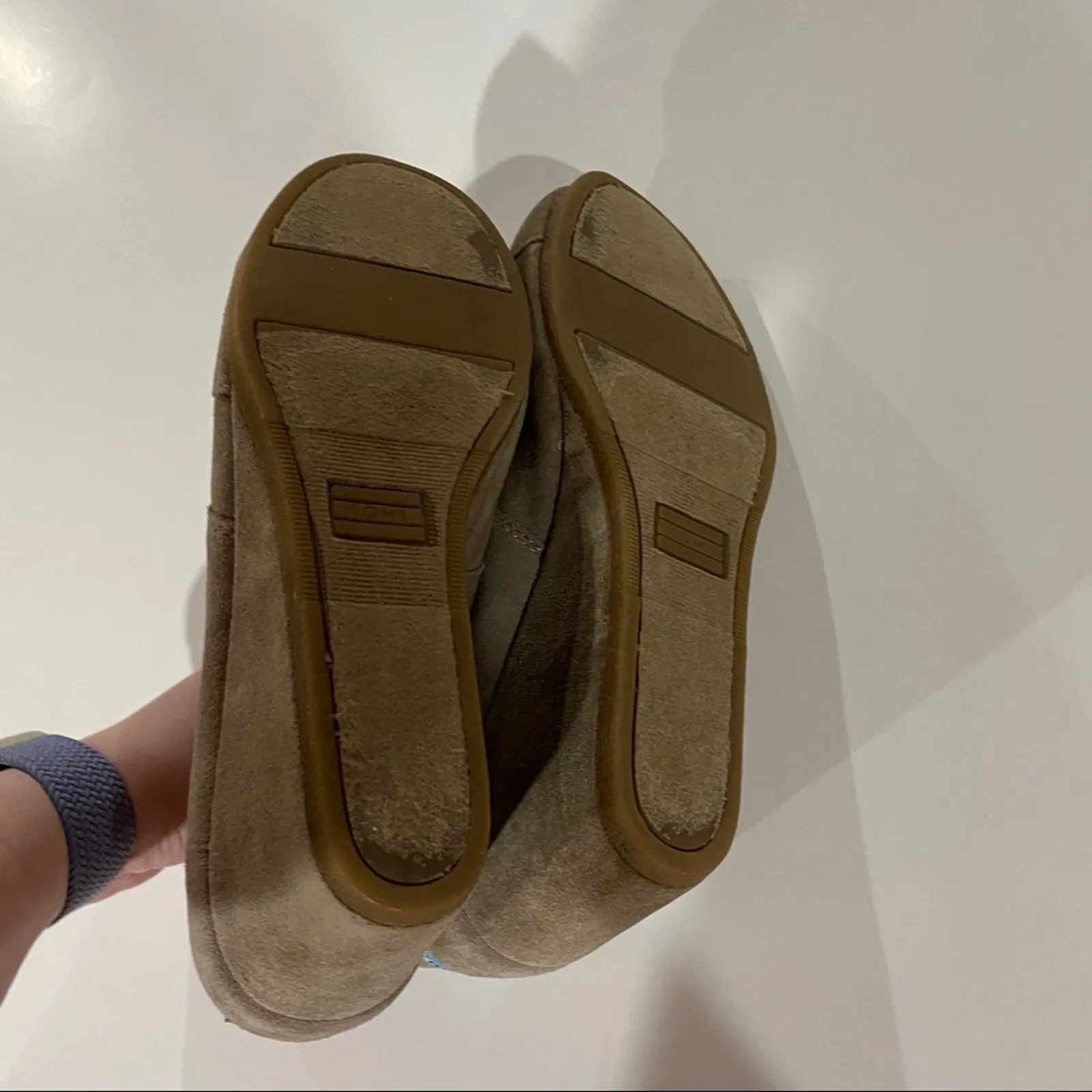 Toms Desert Taupe‎ Suede Wedge Heel Lace Up Booties Size 9 - Image 9