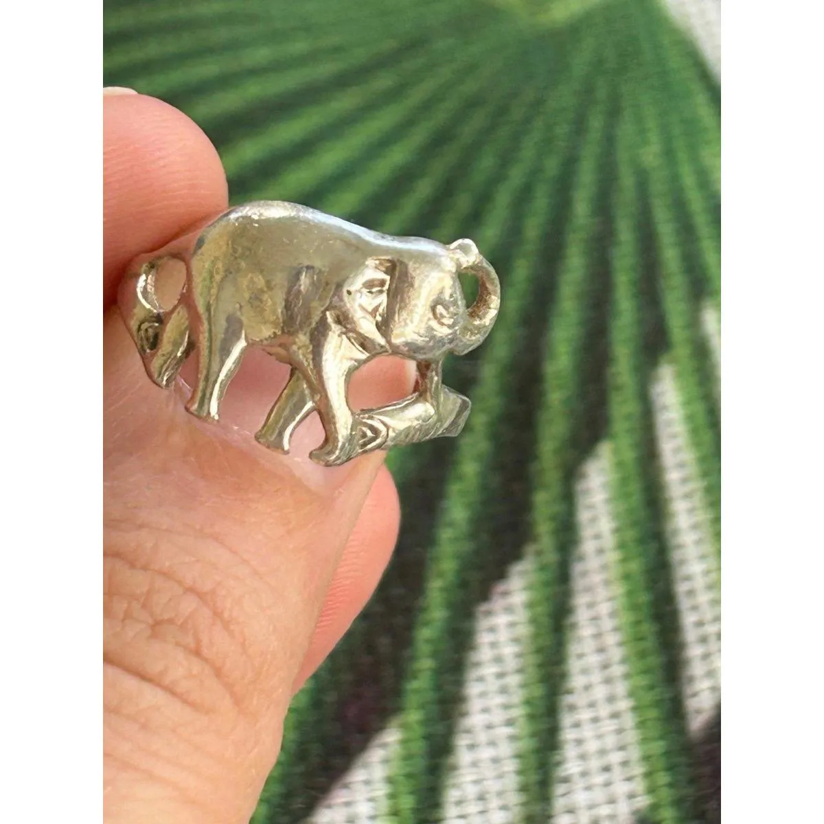 925 sterling silver ring band size 7.5 2.39g lot d7 elephant - Image 5