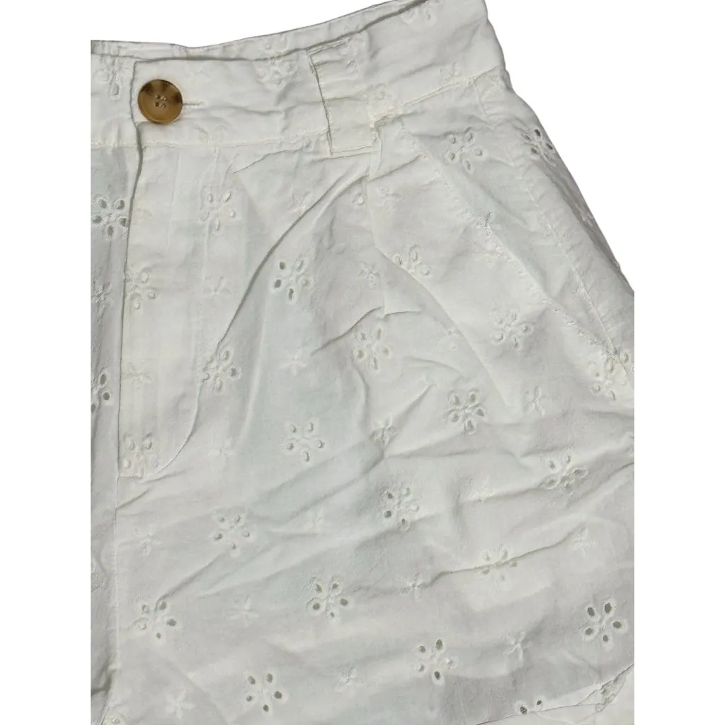 Vintage Ghanda Womens Eyelet Embroidered 100% Cotton White Shorts Size M Comfy Size M - Image 14