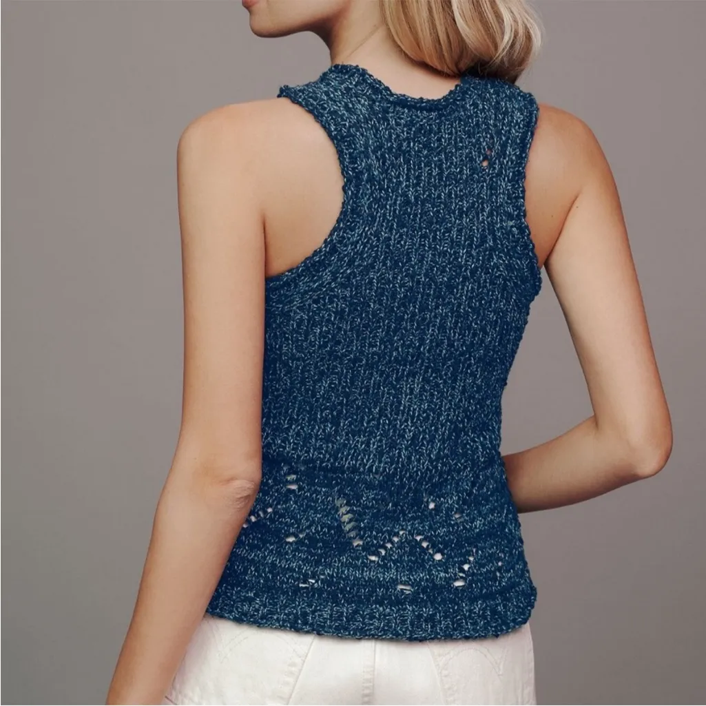 Anthropologie Pilcro Stitched Sweater Tank Blue XL New With Tags - Image 2