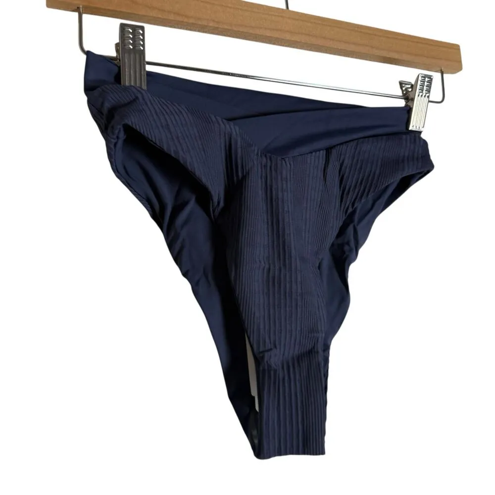 L*Space Court Slate Crossover V Waist Ribbed High Leg Bikini Swim Bottoms S - Image 5