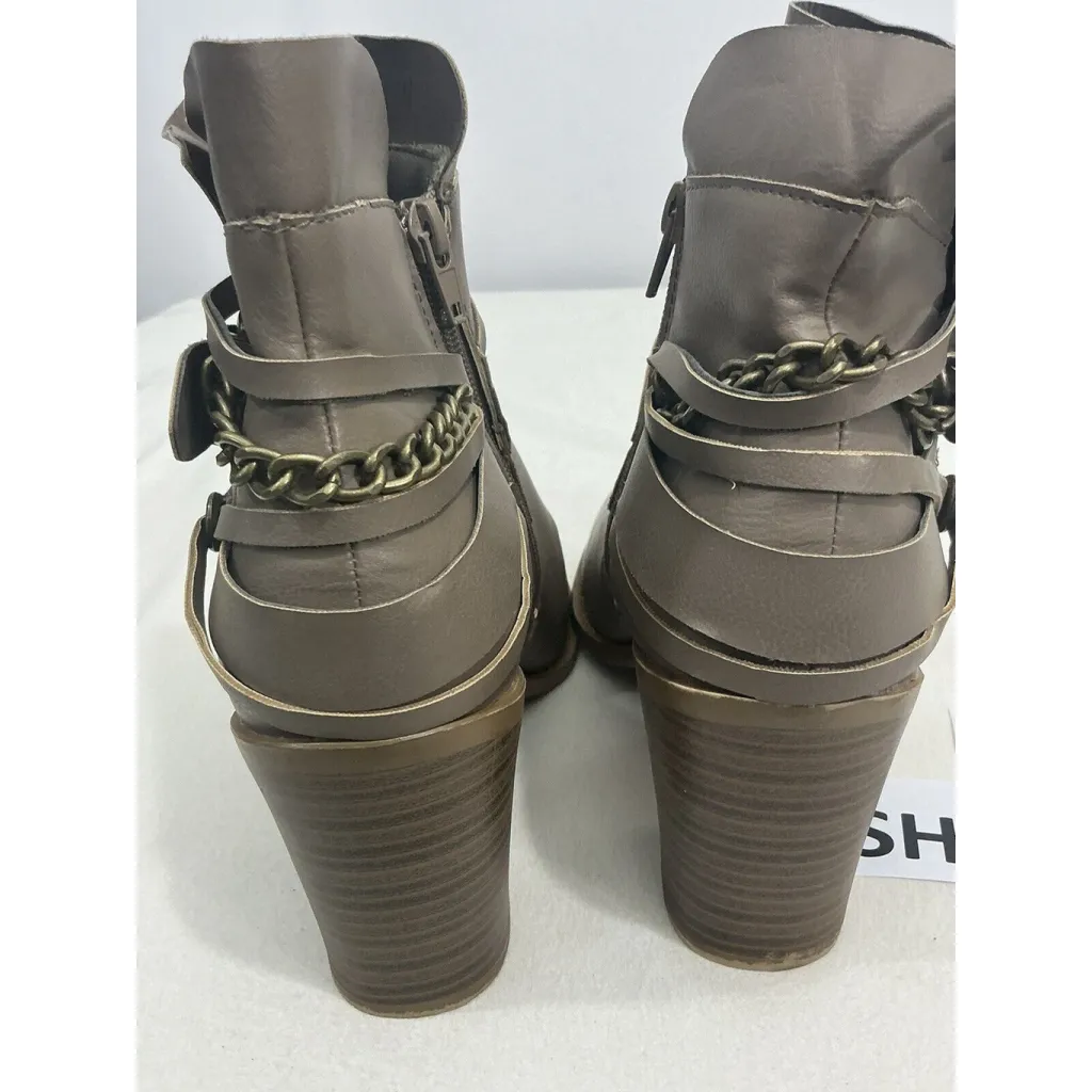 Womans Charlotte Russe Buffy Taupe Faux Leather Strappy Heel Ankle Boots 10 - Image 5