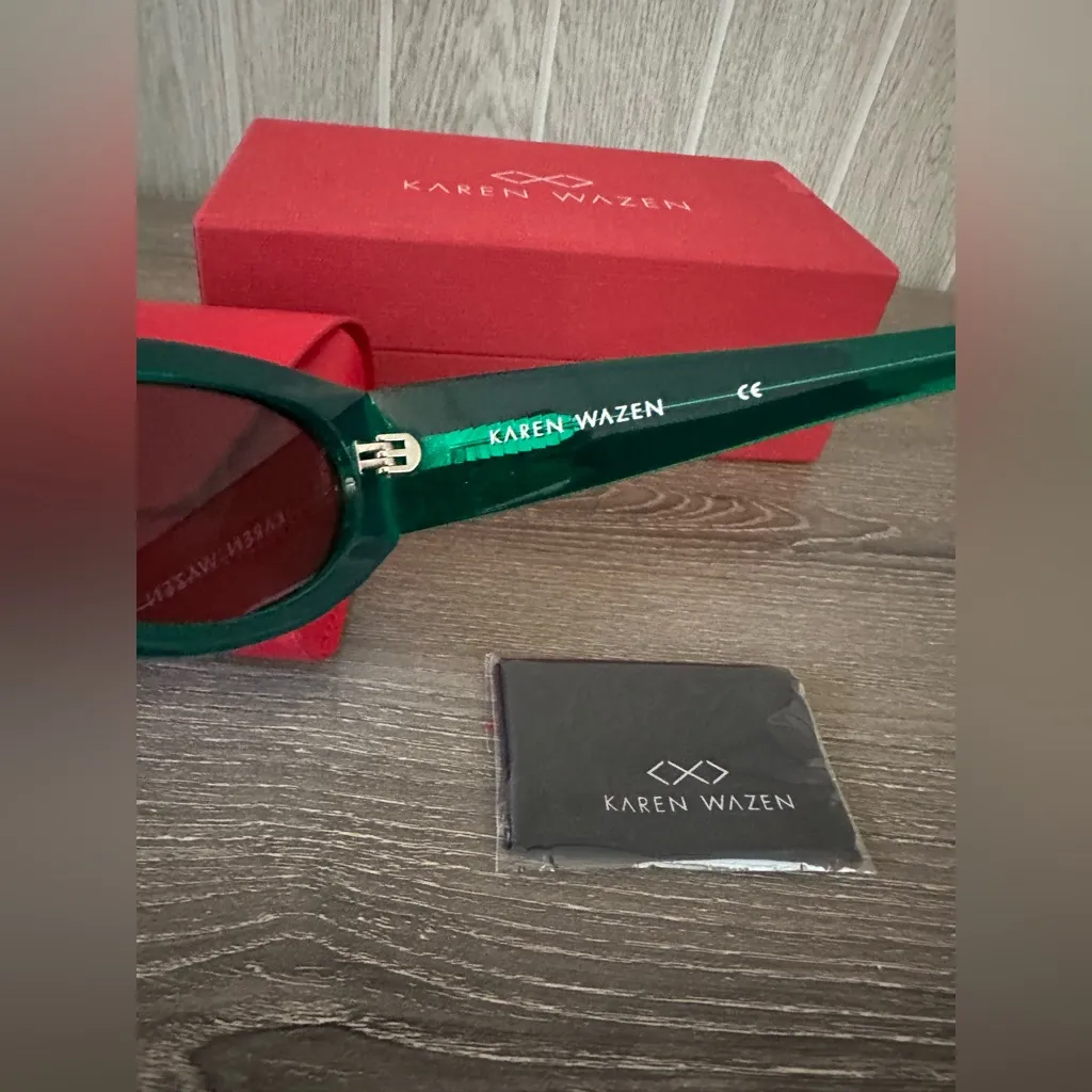 Karen Wazen Ciara Green Tea Mirror Sunglasses - Image 13