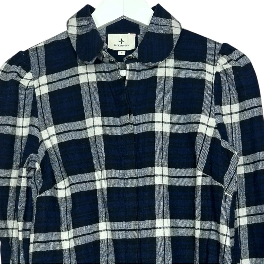 Tuckernuck Saranac Midnight Plaid Flannel Shirt Small - Image 5