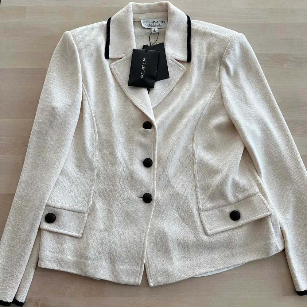 NEW St. John Collection Suit Womens 6/8 Santana Knit Jacket Skirt Blazer Set - Image 7