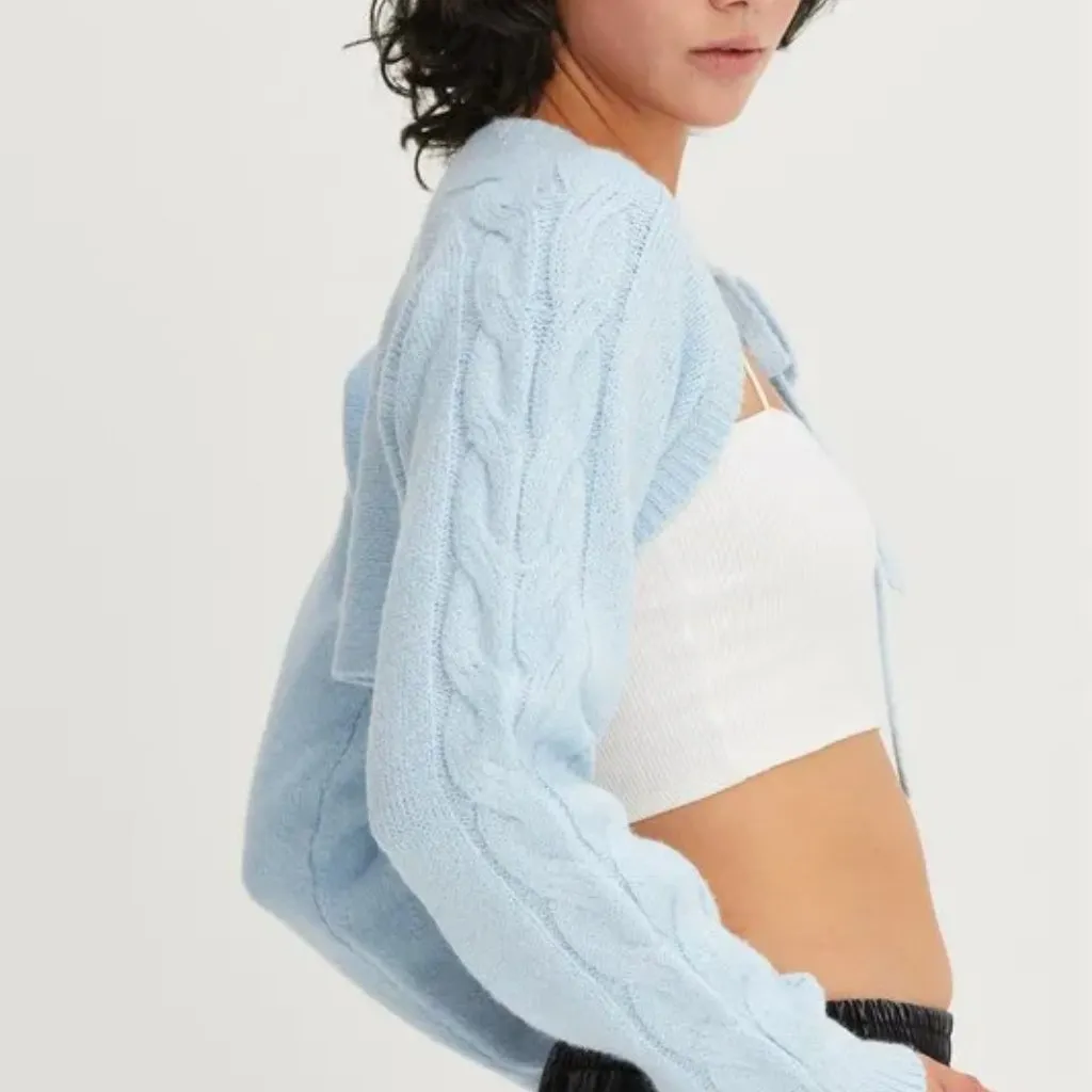 ✨NWT‎ HYFVE Cable-Knit Tie-Front Shrug - Image 2