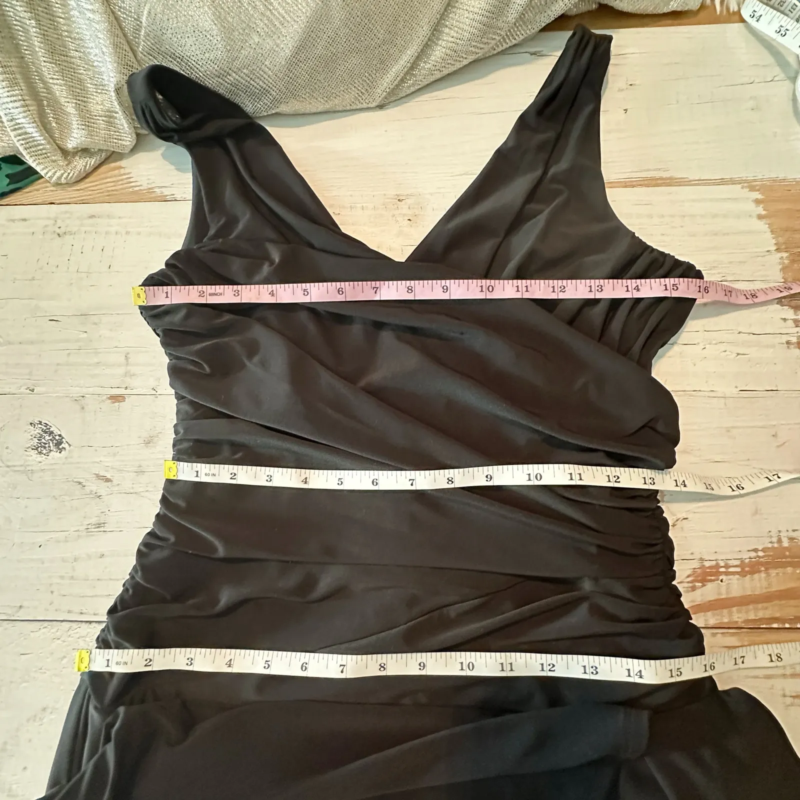 Lauren Ralph Lauren Sleeveless Ruched Little Black Dress Size US 10 Stretch - Image 5